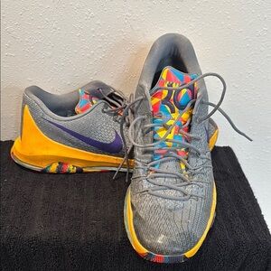 Nike Gray and Yellow Athletic Shoes with Mesh Upper